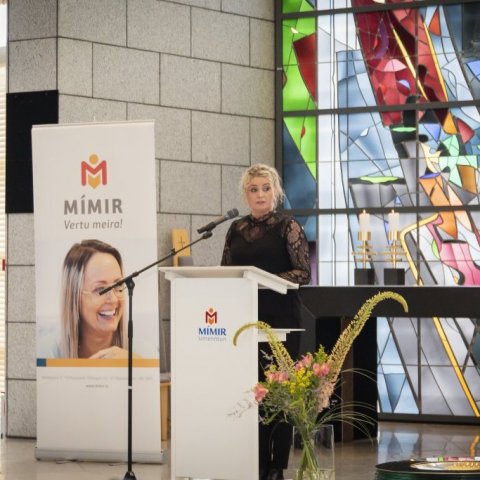 Sólveig Hildur Björnsdóttir, framkvæmdastjóri Mímis, flytur ávarp