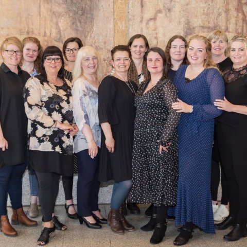 Mímiskonur saman komnar til að fagna áfanganum. Vantar þó nokkrar sem voru fjarri góðu gamni