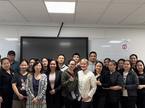 Sólveig Anna, formaður Eflingar, heimsótti nemendur í Mími